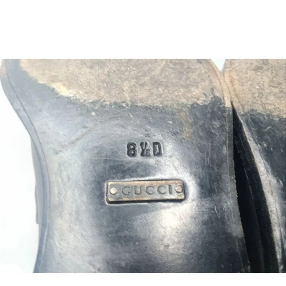 GUCCI Black Leather Horsebit Loafers Men's Shoes Size 8.5 D